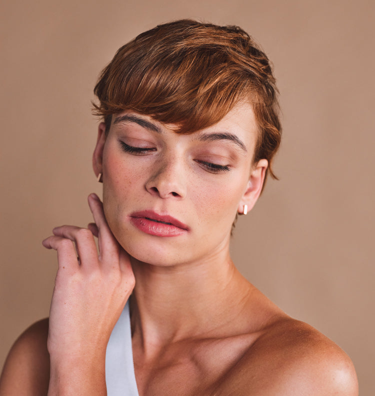 young woman with short red hair style