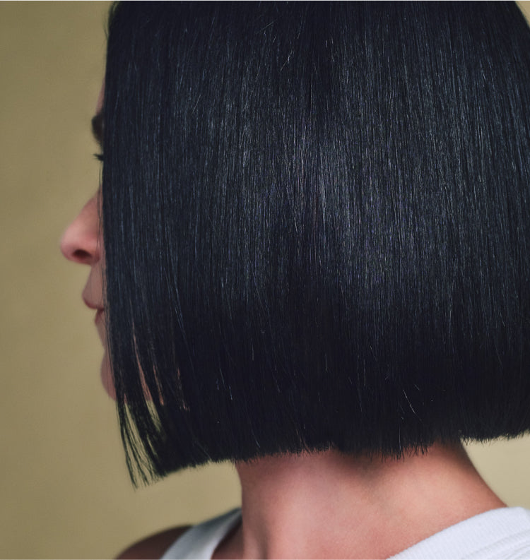 profile of dark hair bob style